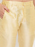 Vastramay Men's Maroon Matka Silk Nehru Jacket With Gold Silk Blend Kurta and Pant style Pyjama Set